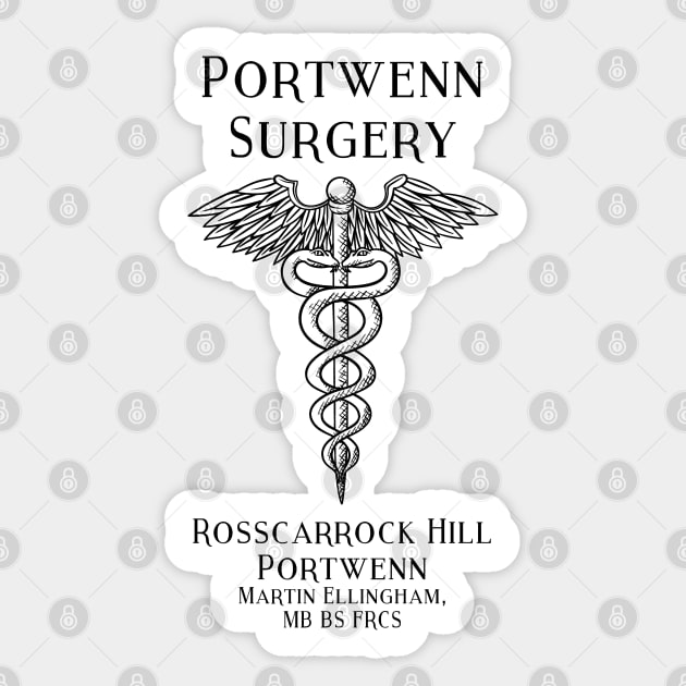 Portwenn Surgery Port Isaac Doc Martin Cornwall Sticker by SonnyBoyDesigns